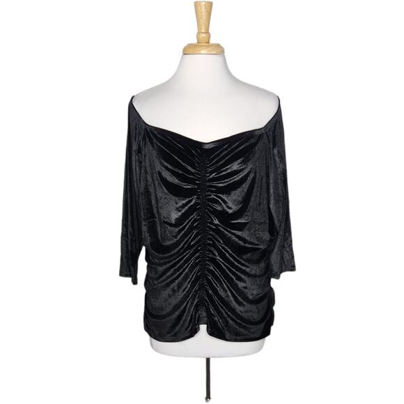 Torrid Stretch Velvet Shirred Front Off The Shoulder Top Size 2X NWT - Picture 3 of 9
